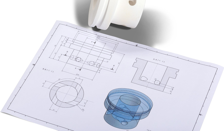 Componente ceramico originale ITALKER fotografato con il disegno tecnico